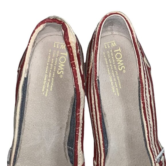 Toms Canvas Espadrille Peep Toe Wedges Size W11 - Picture 7 of 7